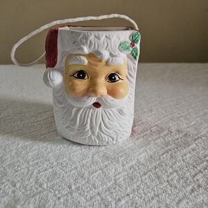 Vintage Hermitage Pottery 1995 Santa Ceramic Candy Bag Figurine Planter Kitsch